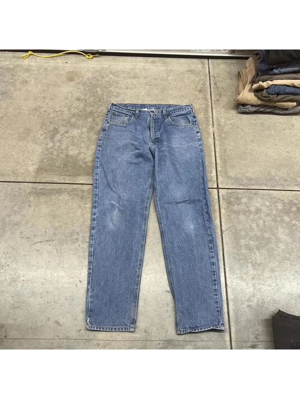 vintage carhartt faded blue relaxed baggy fit jeans size 36 x 34